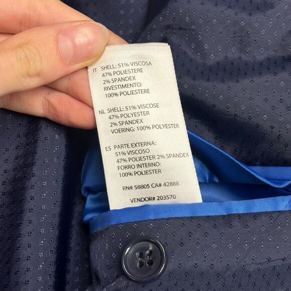 Oak Hill Blue 54 Perfect Fit 2 Button Single Breasted Notch Sports Coat Blazer - Picture 7 of 15